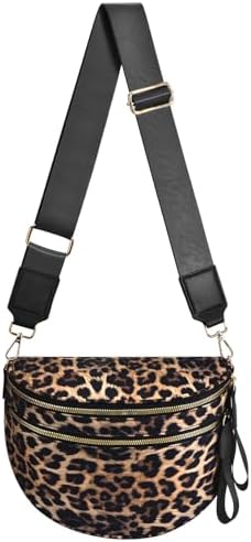 Checkered Nylon Crossbody Bag Bum Bag for Women Mom Large Checkered Fanny Packs with Adjustable Strap|B0FQ9QP3K3