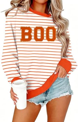VVNTY Halloween Sweatshirts for Women Sequin Ghost Long Sleeve Shirts|B0HC1XPQ8S