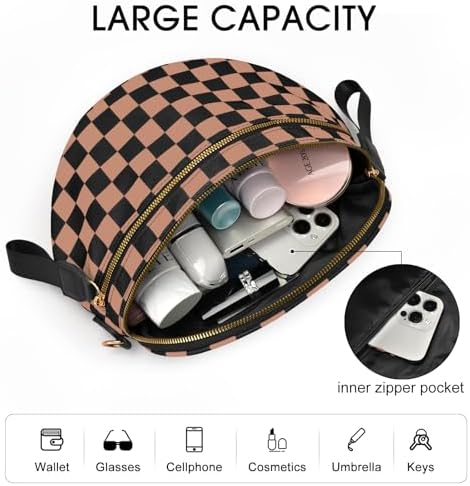 Checkered Nylon Crossbody Bag Bum Bag for Women Mom Large Checkered Fanny Packs with Adjustable Strap|B0FQ9QP3K3