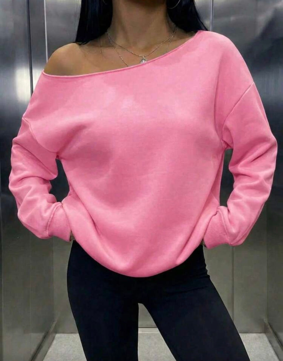 Fleece Off Shoulder Sweatshirt