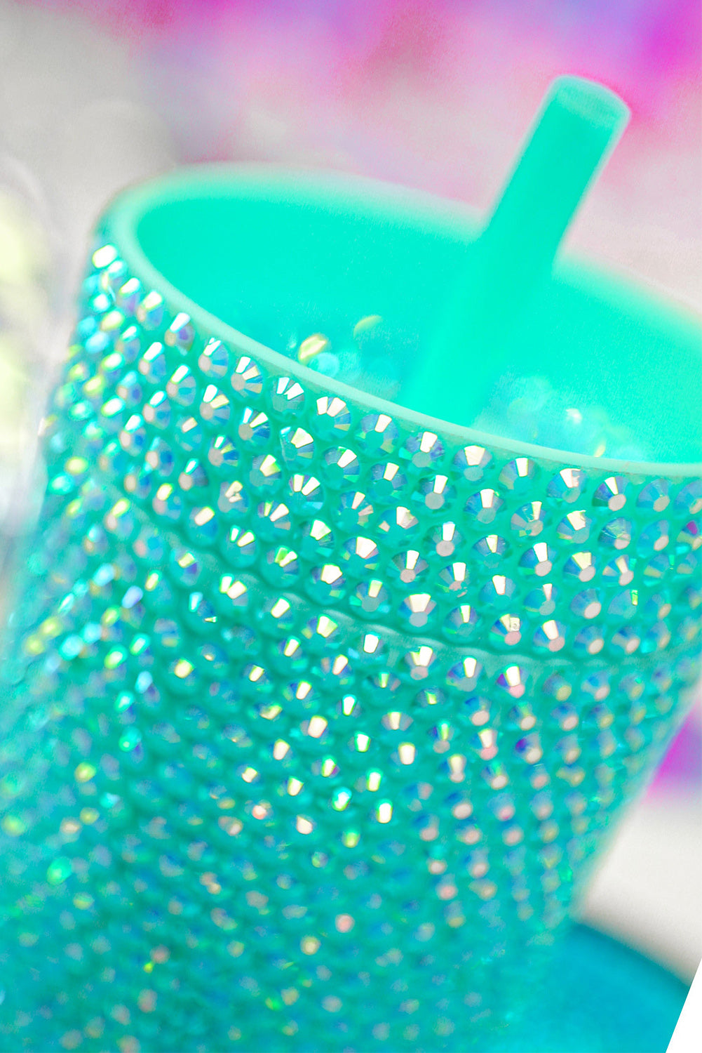 Green Full Rhinestone Straw Cup